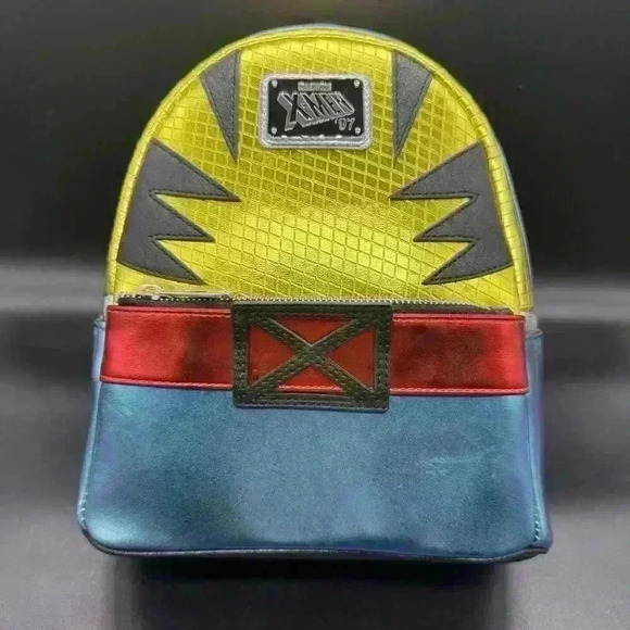 Loungefly Wolverine Cosplay Mini Backpack & Wallet Metallic Blue Yellow Marvel - Picture 2 of 7